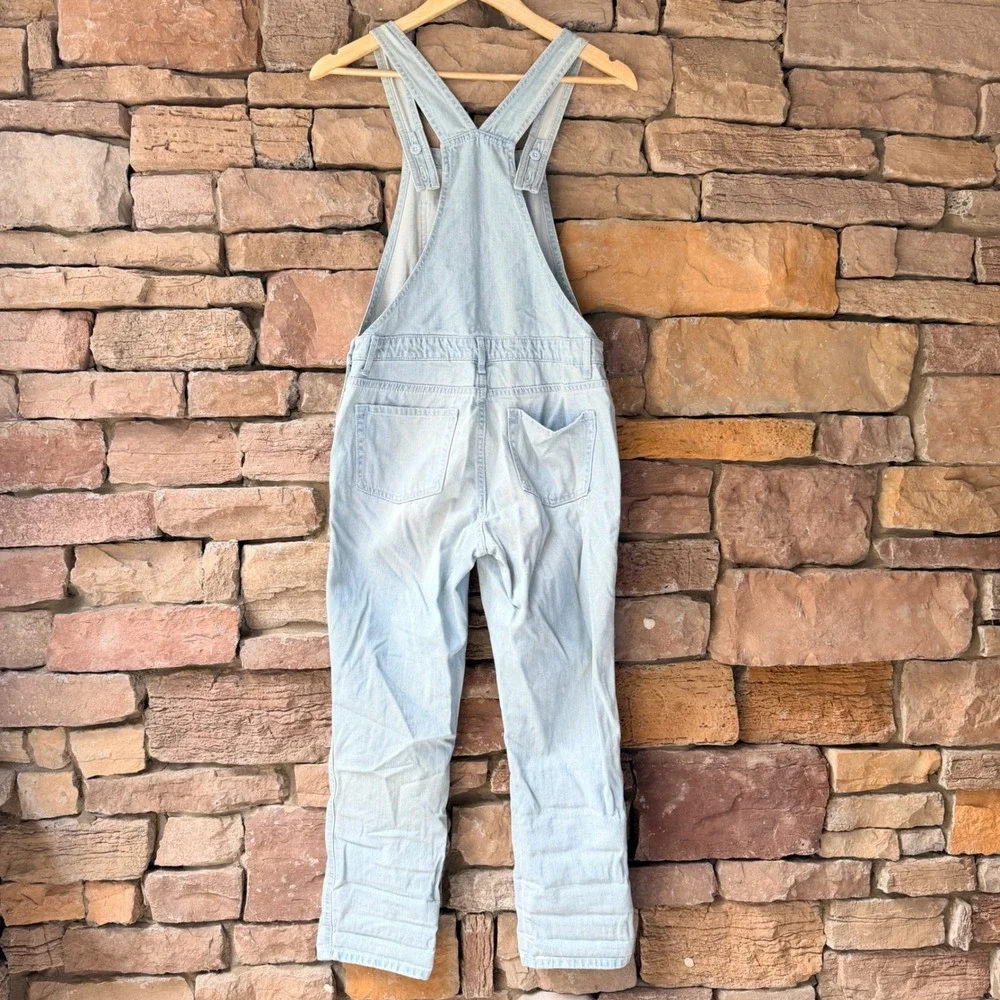 The Children's Place Girls 14 Denim Overall Distressed Patches Light Embroidered